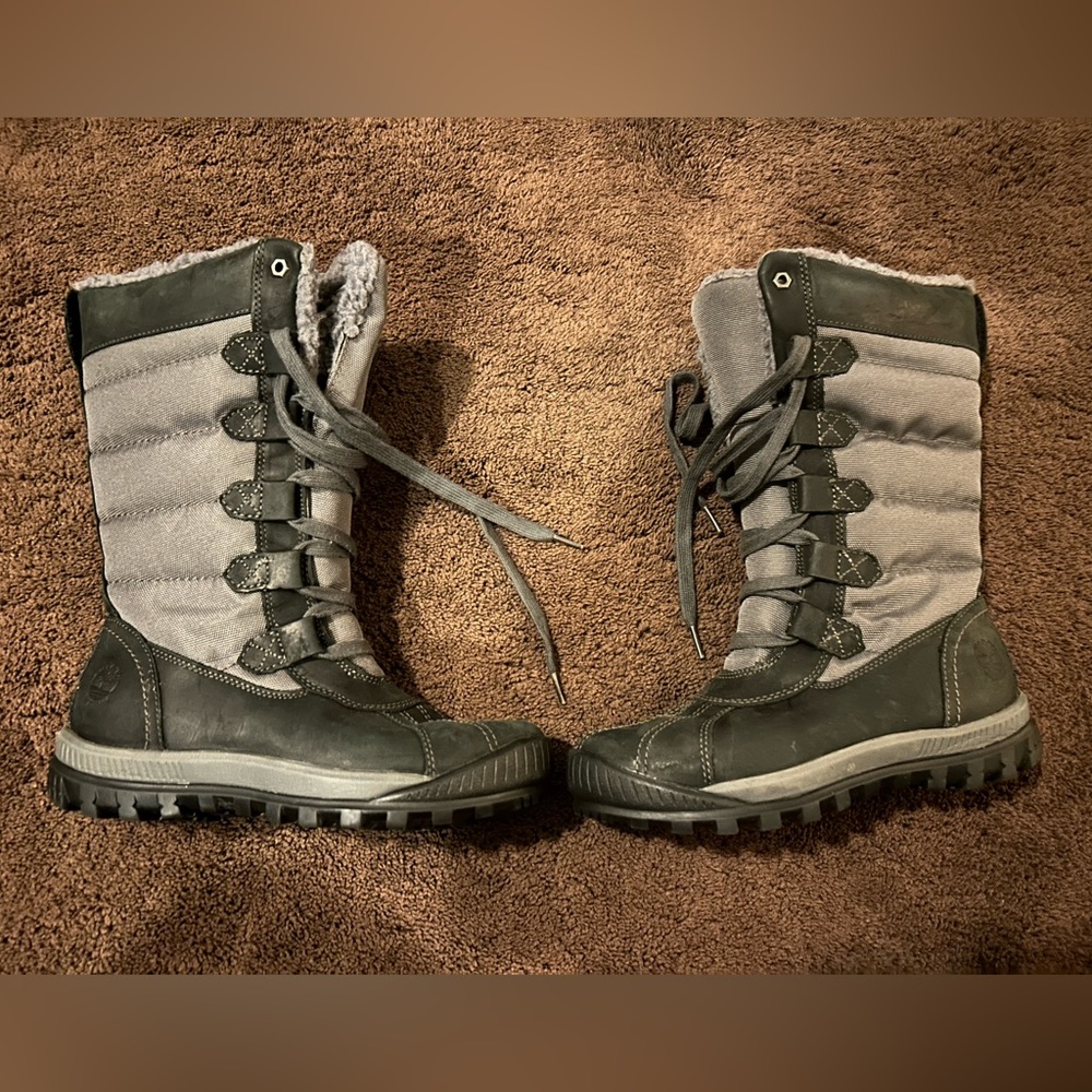 Timberland Mt Hayes Waterproof Winter Snow Boots Black Gray Womens Size 7